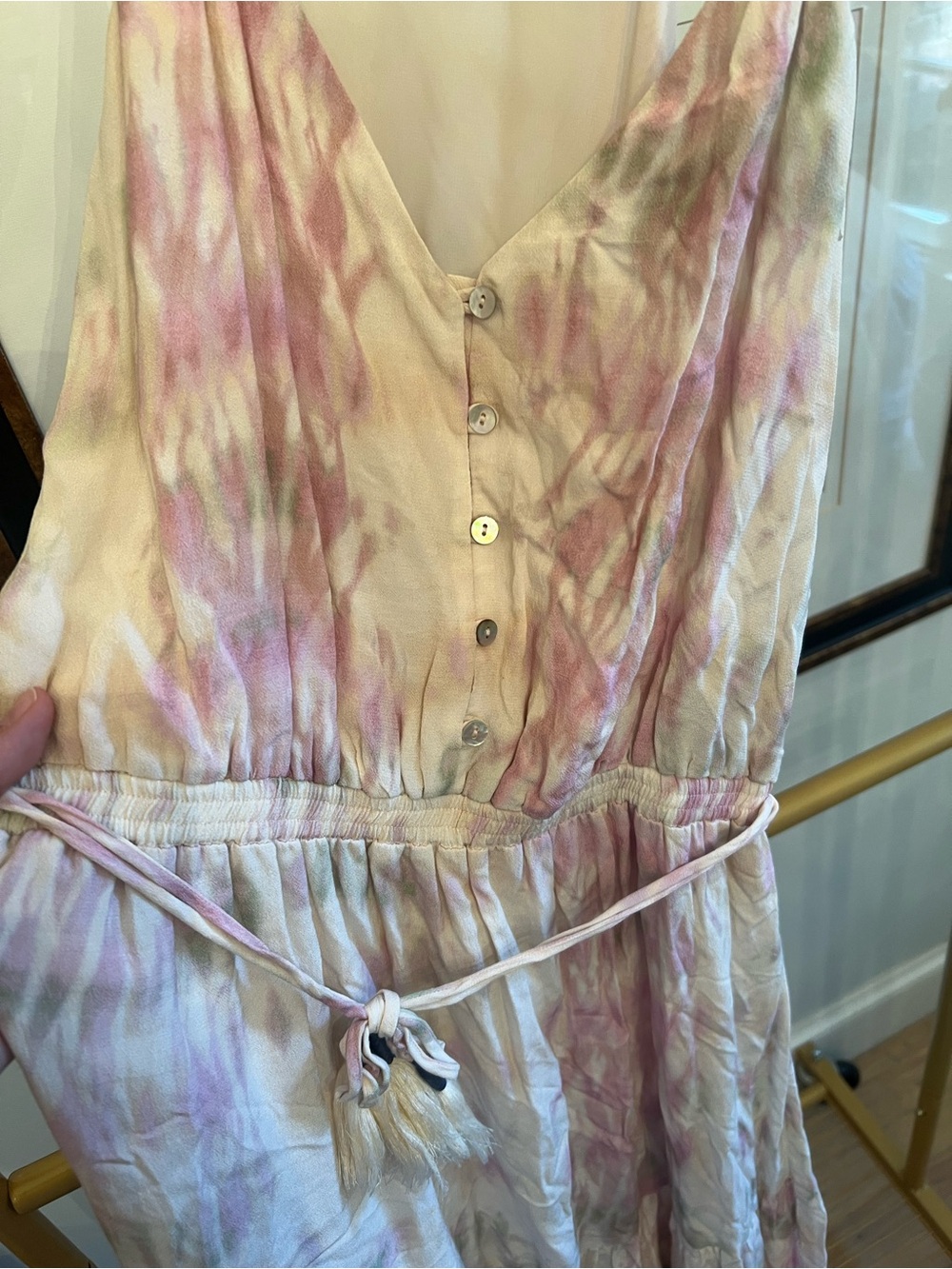 Anthropologie Dolan Pastel Pink & Cream Tie-Dye Maxi Dress - Picture 4 of 6